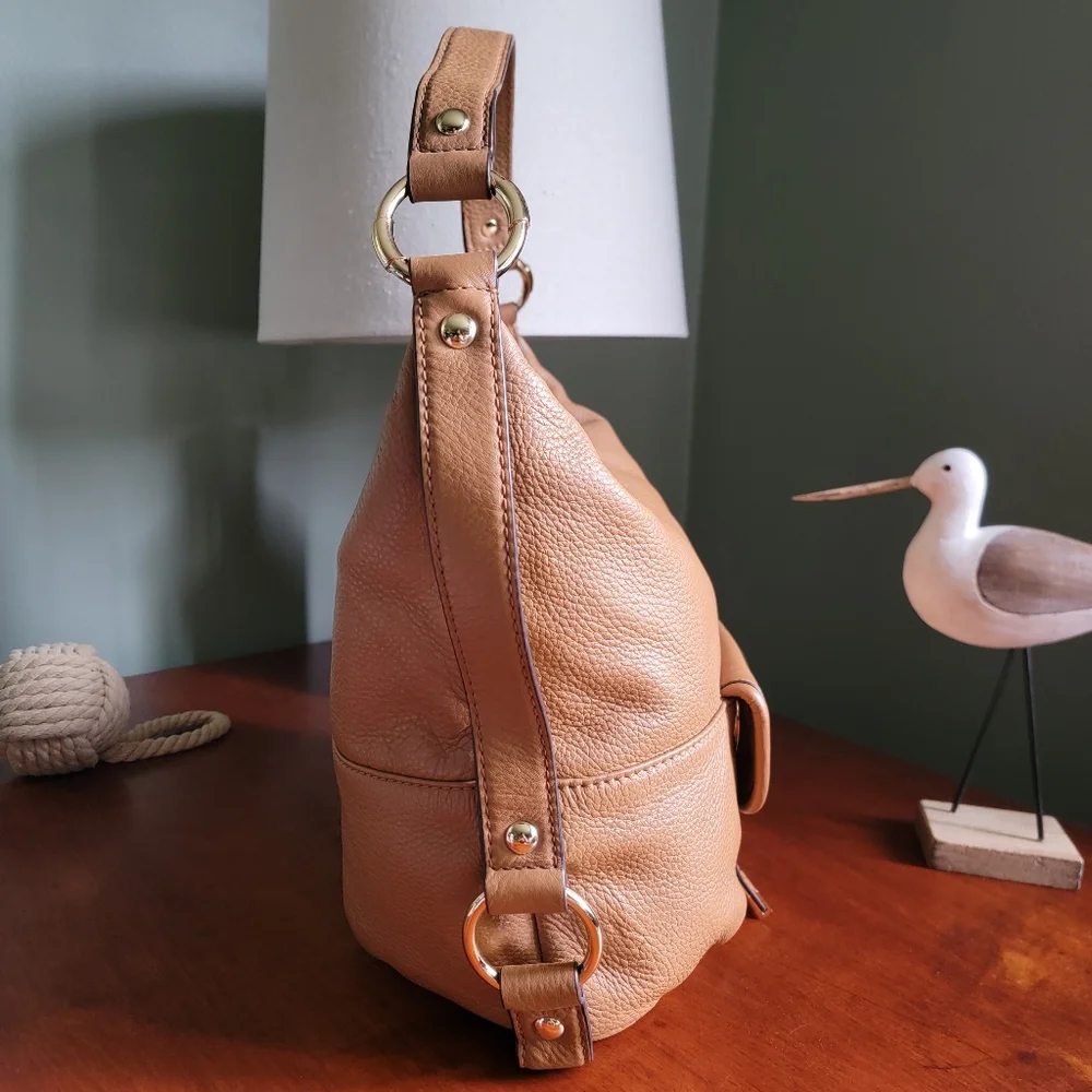 Michael Kors Fulton Hobo Tan Pebbled Leather Shoulder Bag